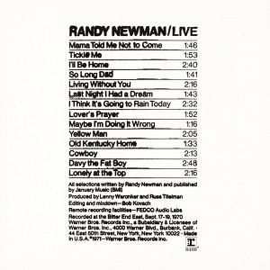 Randy Newman / Live